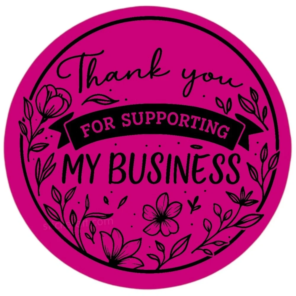 Thank You for Supporting My Business Sticker 2” | Floral Label for Packaging